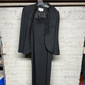 Victor Costa - Vintage Dress Jacket - Size 8 - Black Beaded Embroider